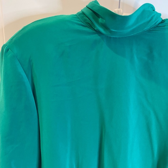 VTG 80s Emerald Green Mock Neck Blouse Sz 8 Miss Sophisticates by Pendleton - Picture 3 of 7